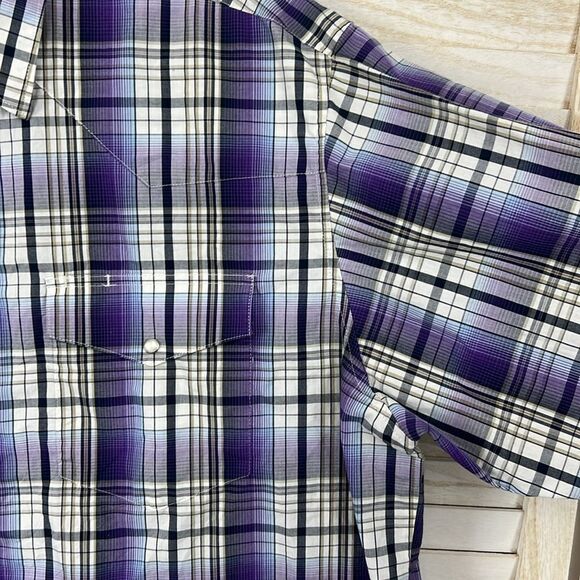 Wrangler Purple Plaid Snap-front Western Shirt XXL - Picture 6 of 11